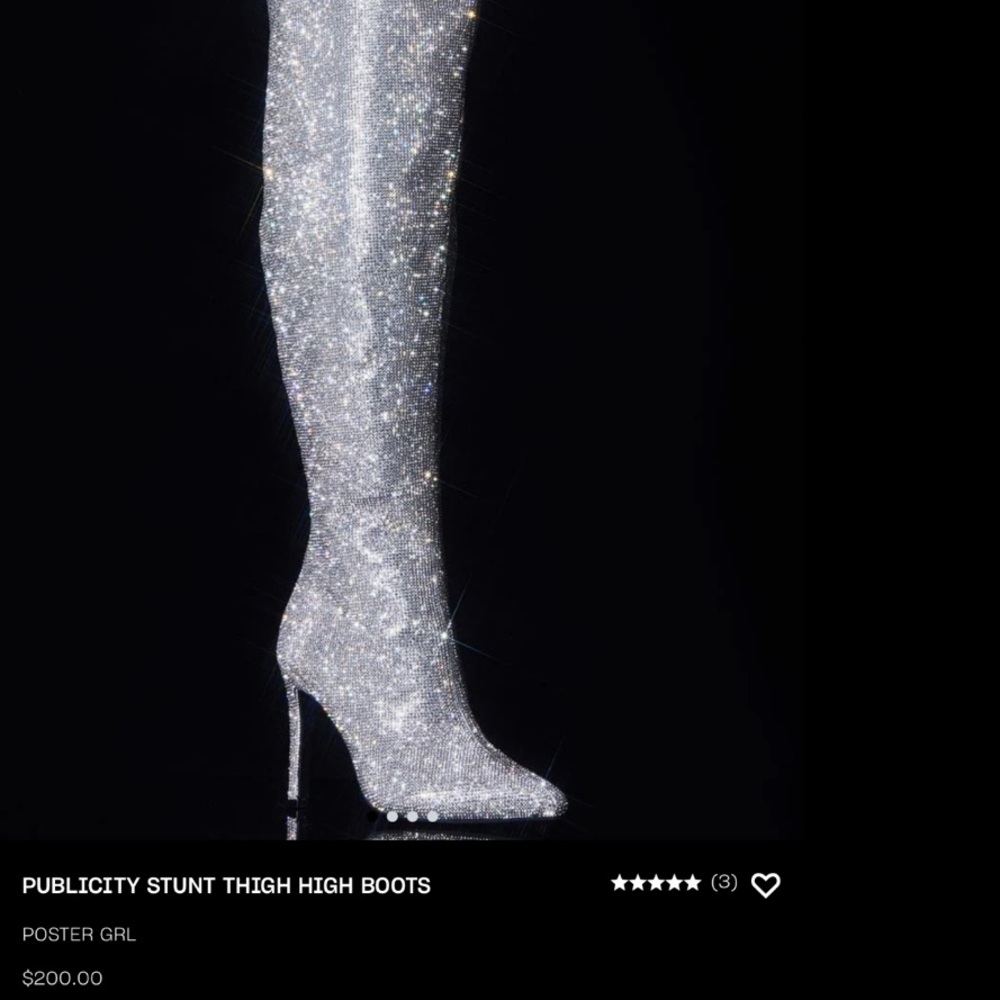 Poster Grl Publicity Stunt Sparkling Silver Thigh Boots
